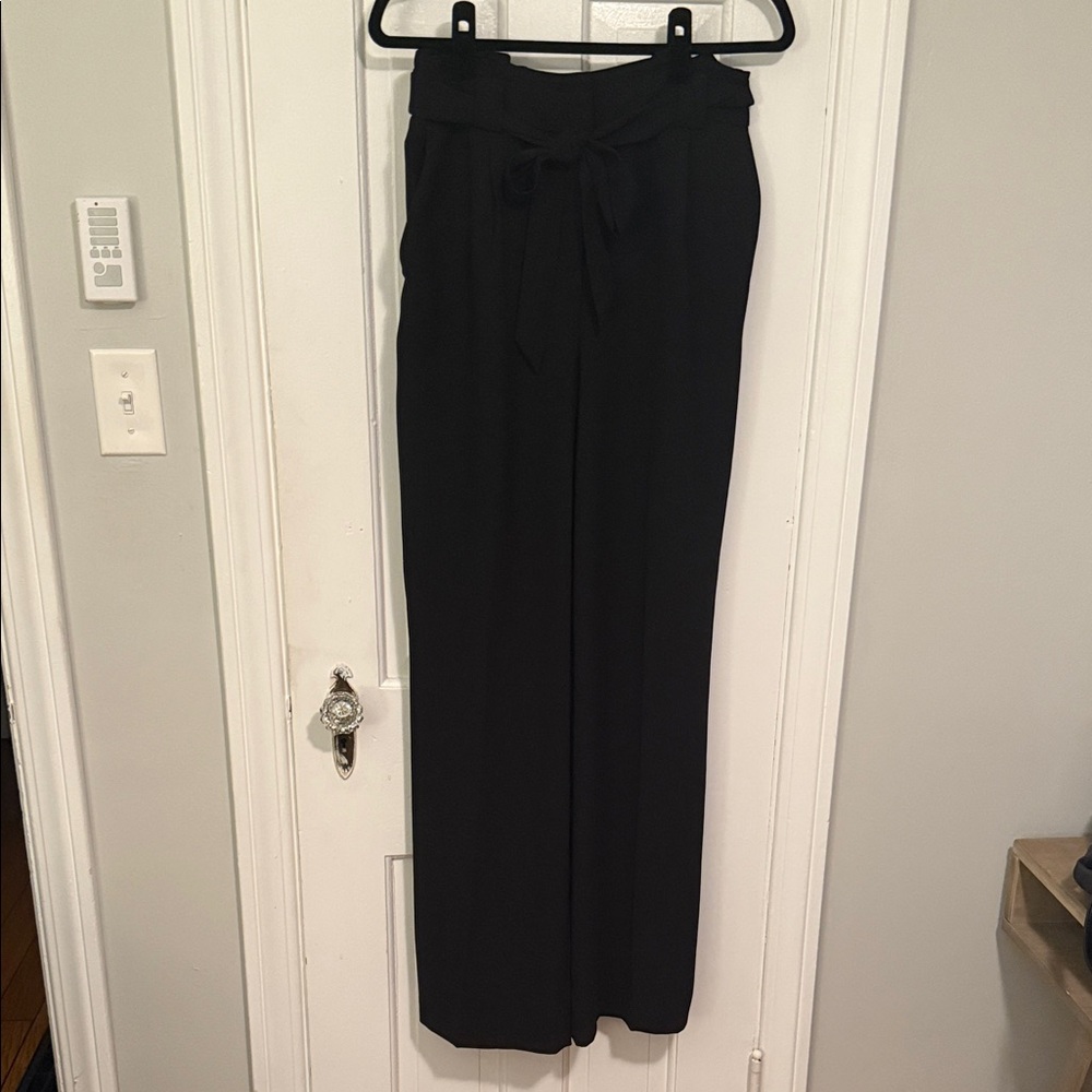 Express Black Paper Bag Wide-Leg Dress Trousers